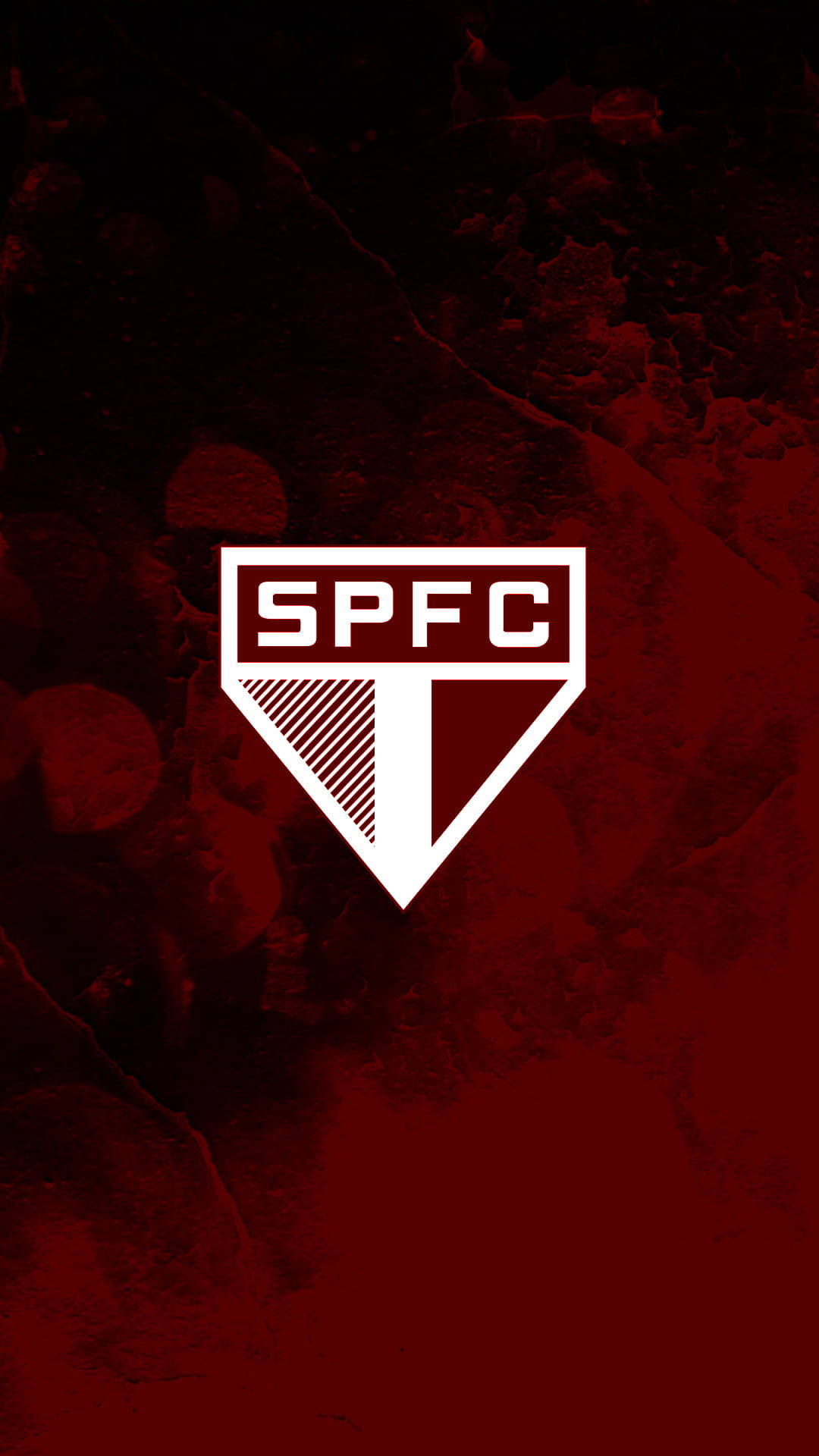 SPFC 足球會標誌以白色顯示在帶有紋理的紅色背景上。