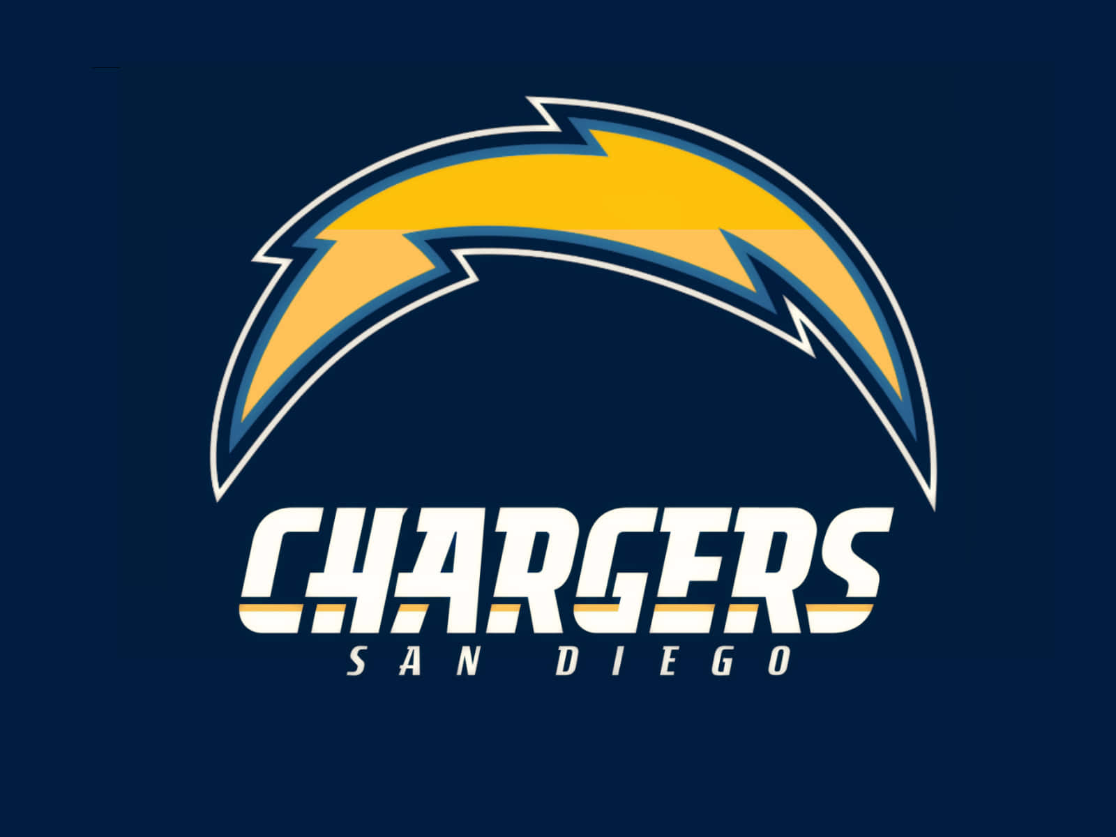 藍色背景上帶有黃色閃電的聖地牙哥電光隊NFL球隊標誌。