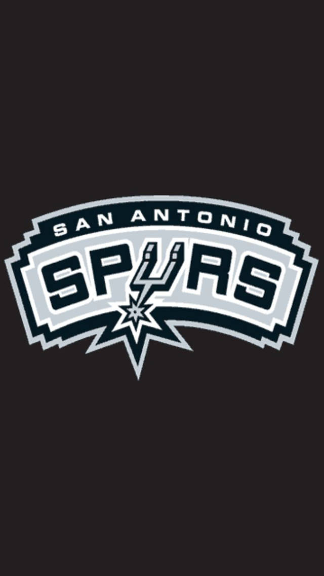 聖安東尼奧馬刺隊鎖屏標誌 壁紙 — San Antonio Spurs 標誌以粗體黑色、白色和銀色在深色背景上。
