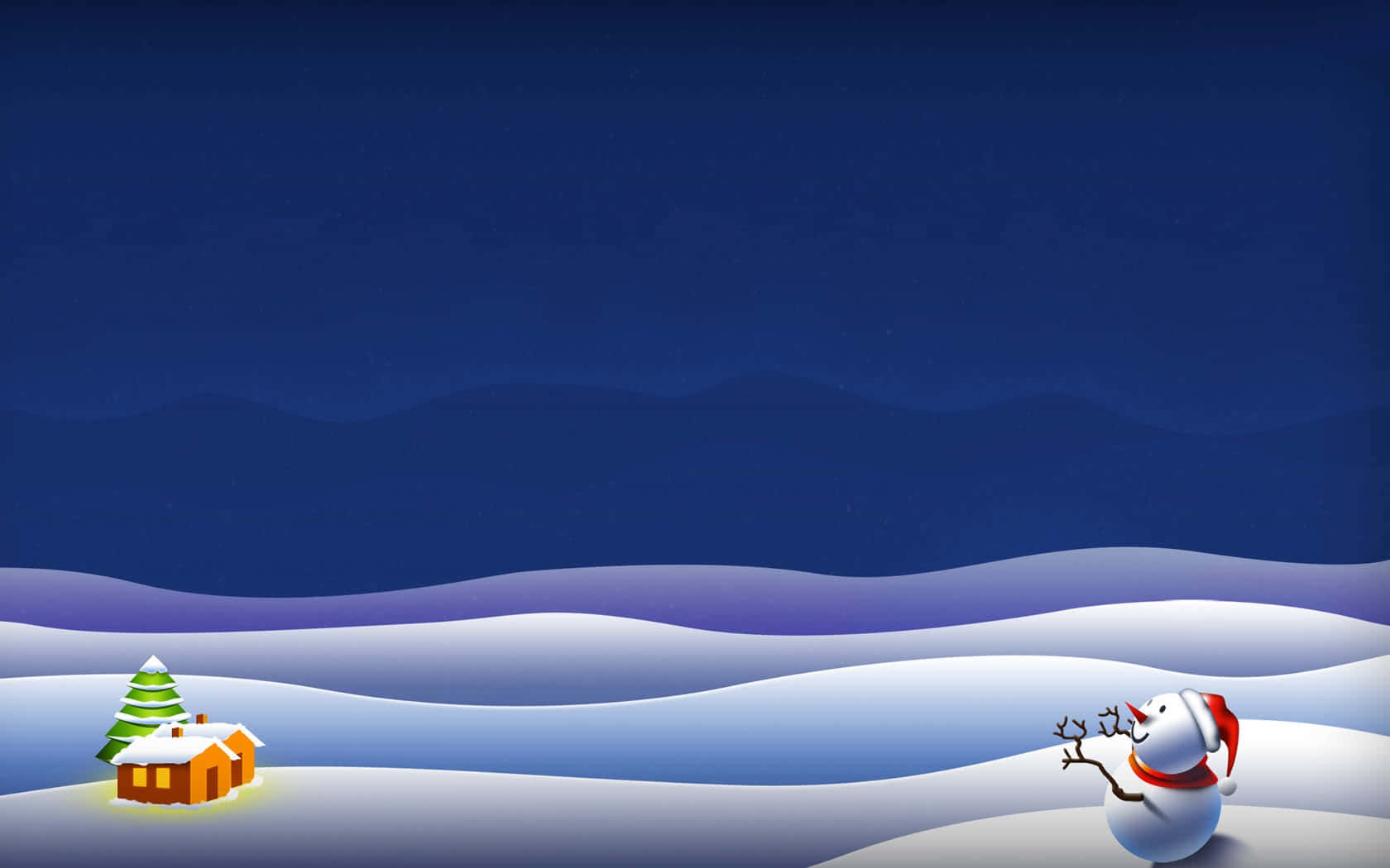 雪人與小屋在雪地冬景中，星空下