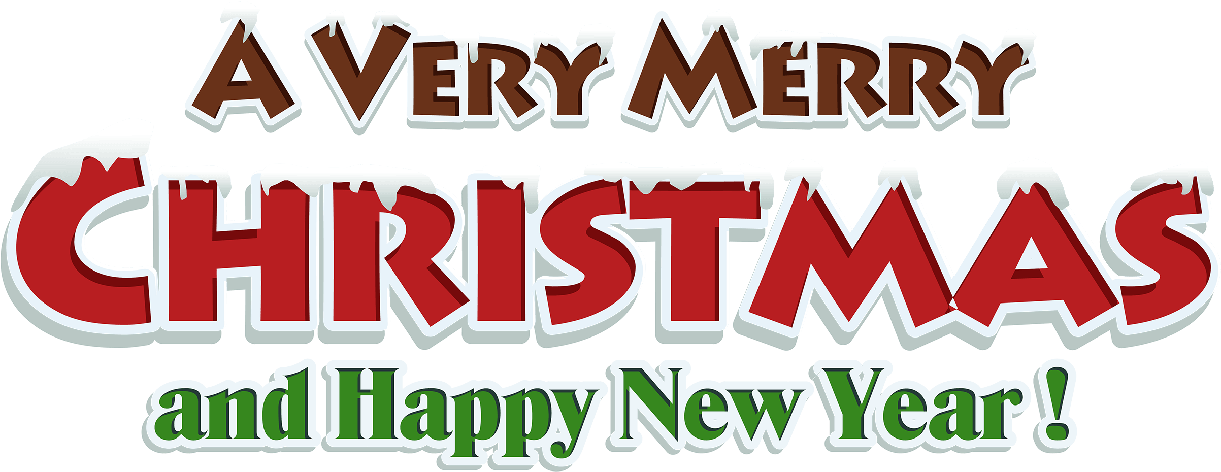 聖誕快樂新年快樂問候 壁紙 — 大膽的節日文字寫著「A Very Merry Christmas and Happy New Year!」，黑色背景上帶有雪花的字母。