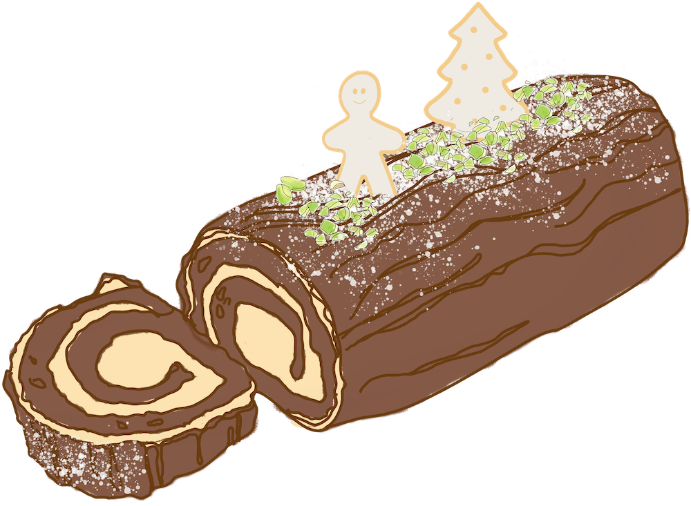 聖誕樹幹蛋糕插畫 壁紙