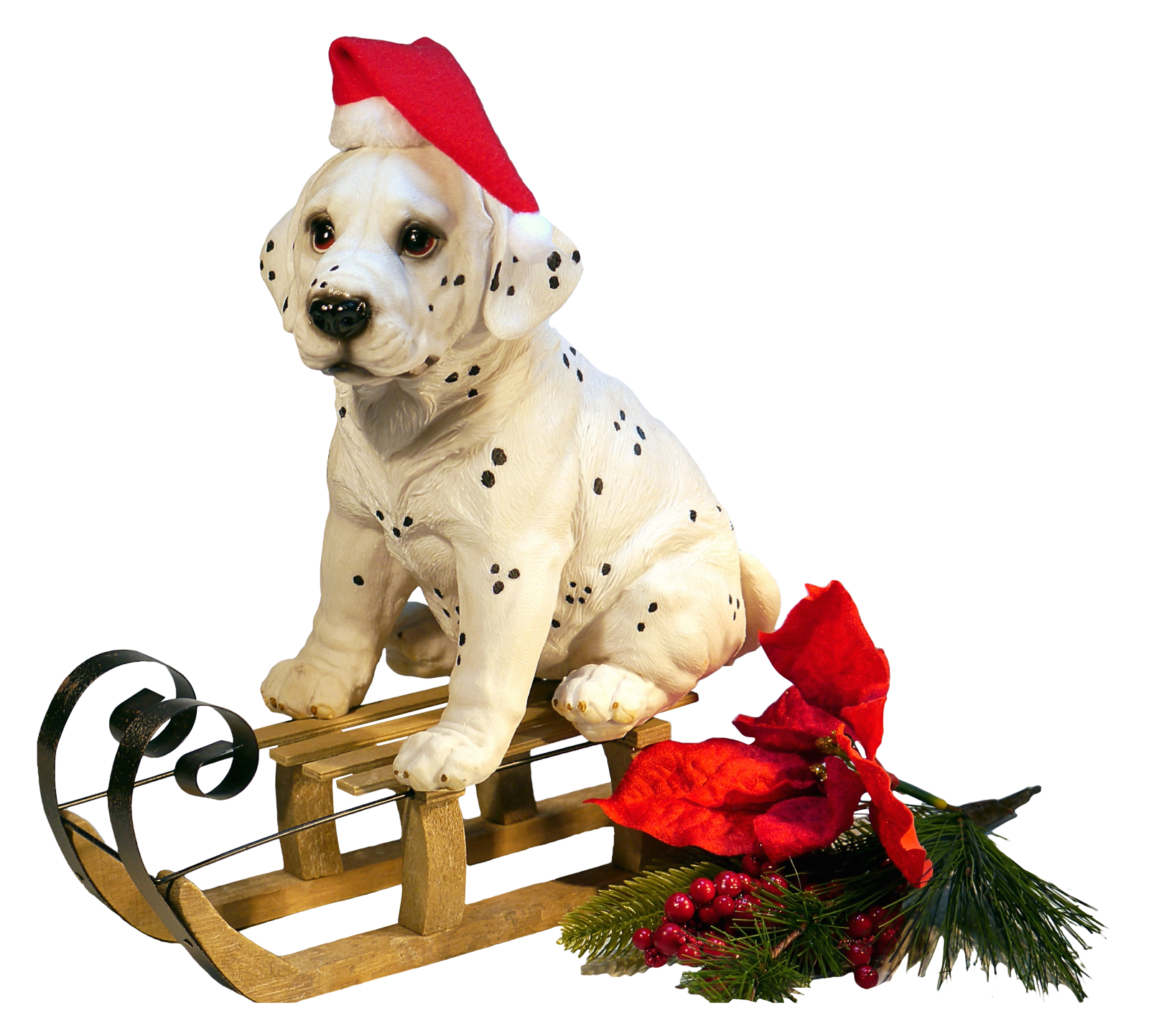 聖誕節斑點狗幼犬坐雪橇 壁紙
