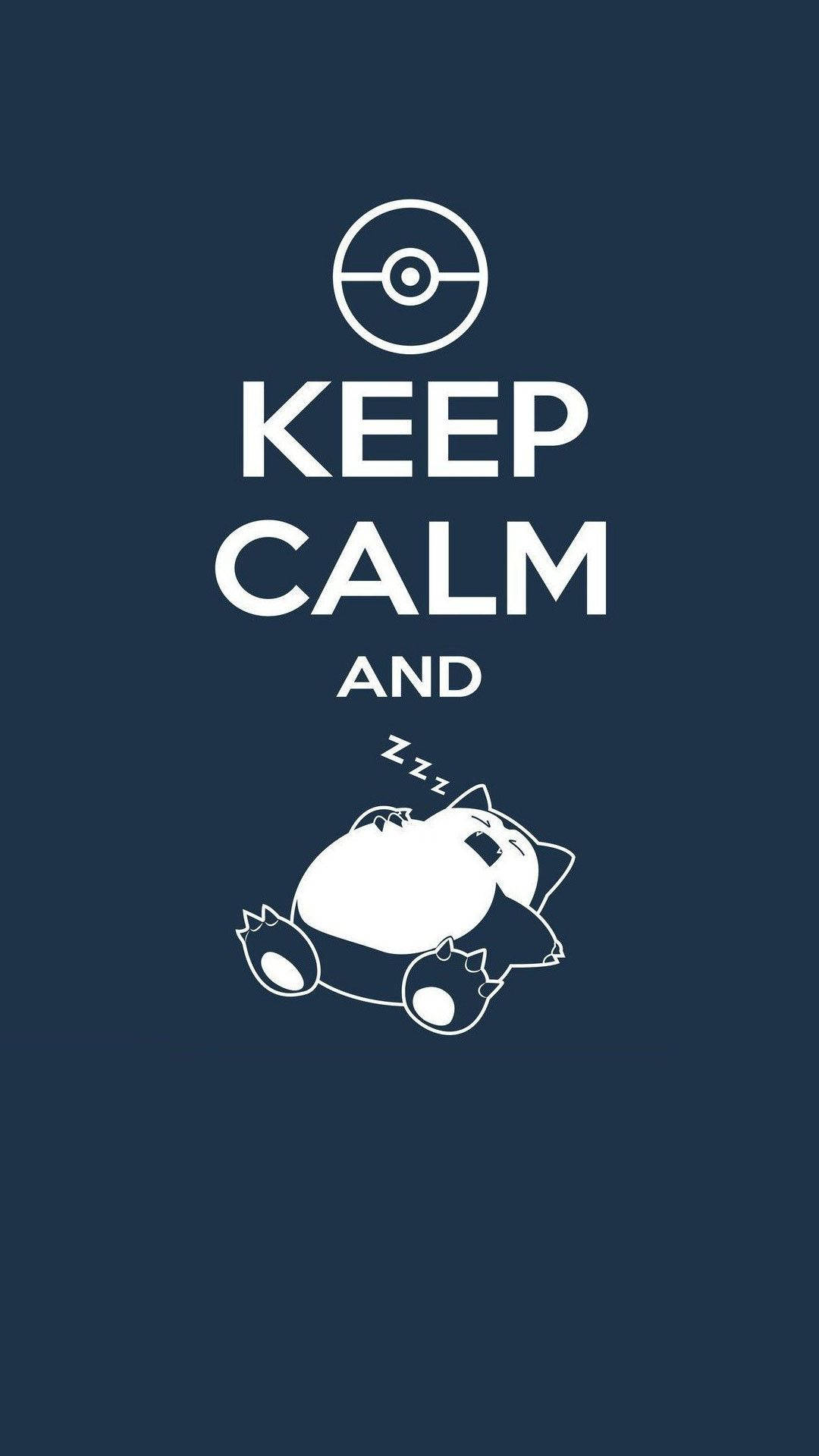 卡比獸在「Keep Calm and」文字下睡覺，帶有精靈球圖標