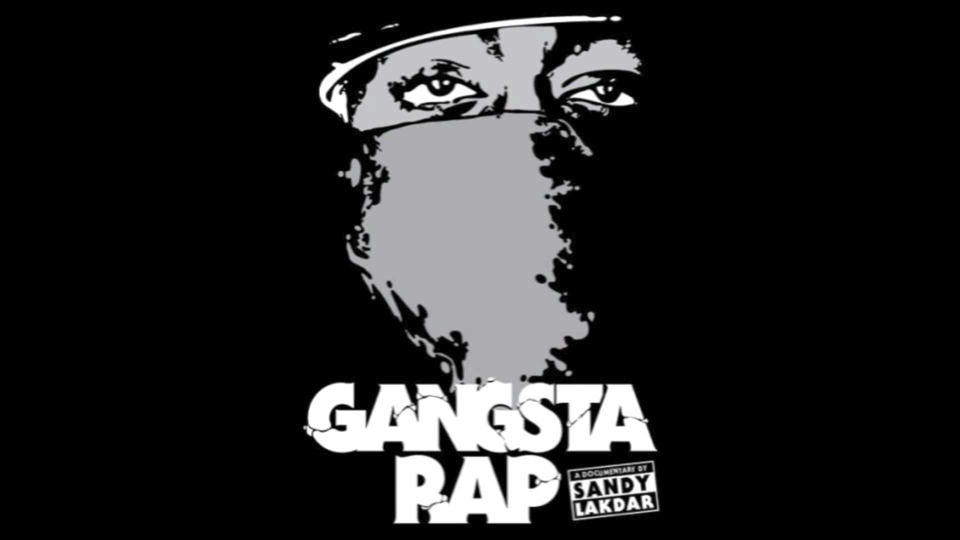 Gangsta Rap 紀錄片海報，特色是戴著面具的臉孔和強烈的眼神。