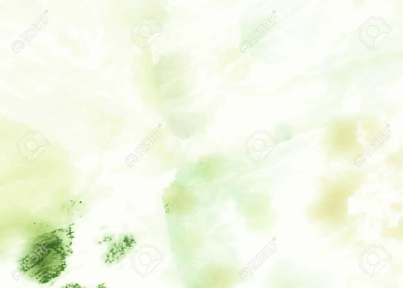 帶有柔和綠色和奶油色調的抽象水彩背景。