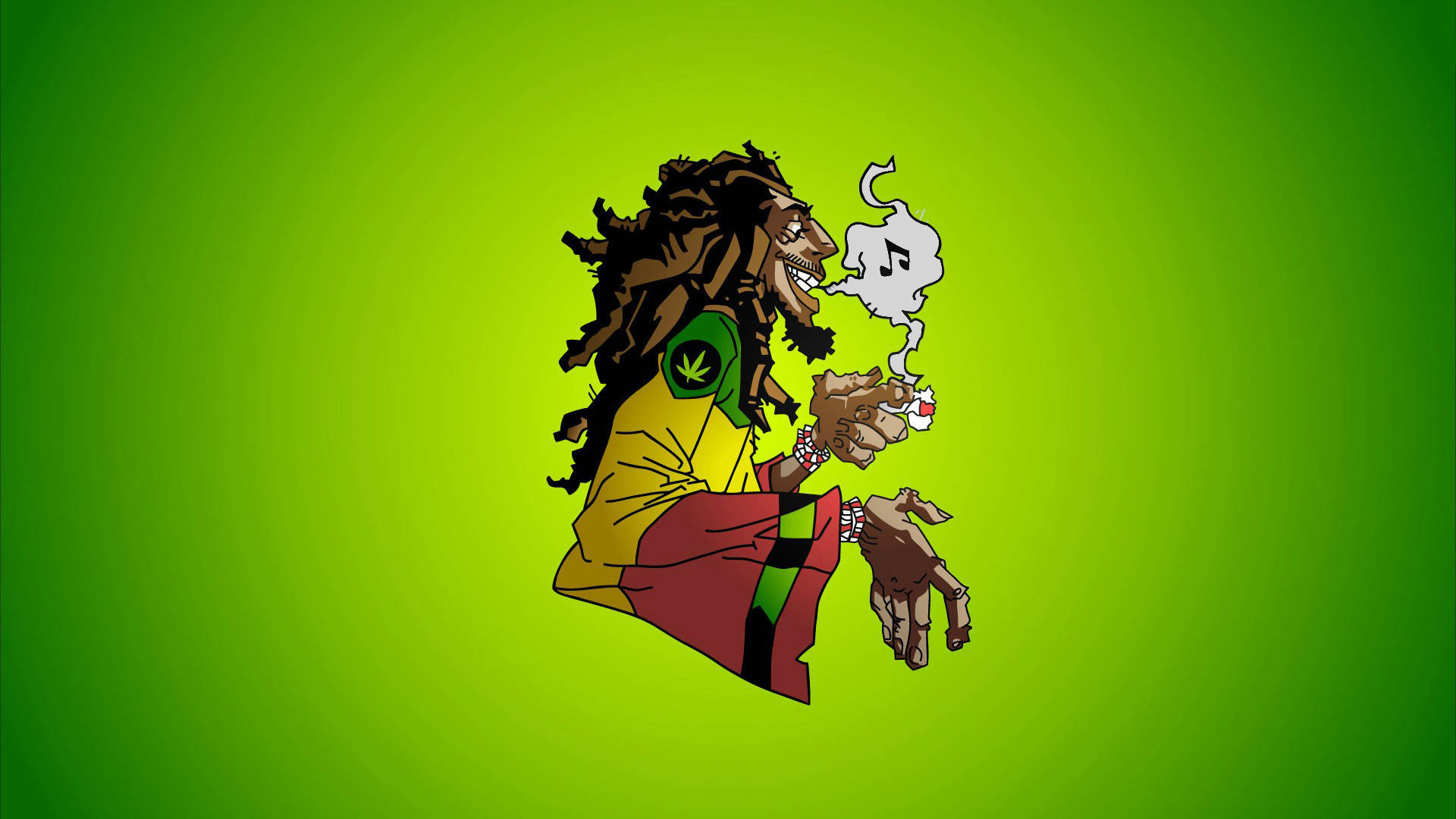 卡通拉斯特法里人吸食大麻煙，煙霧帶有音樂元素。