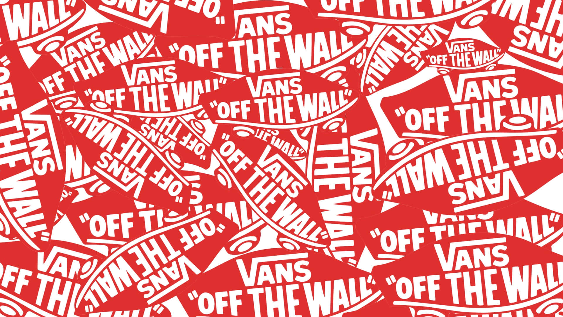 帶有重複白色Vans Off The Wall標誌的紅色背景。