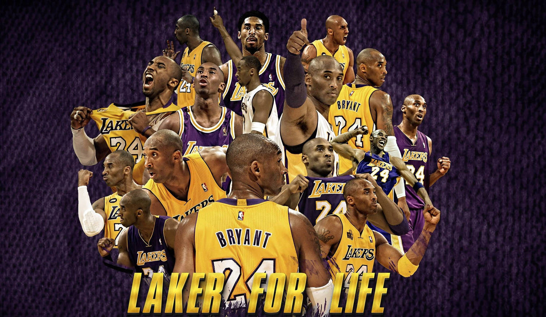 高比拜仁拼貼畫，以「LAKER FOR LIFE」文字慶祝湖人傳奇。