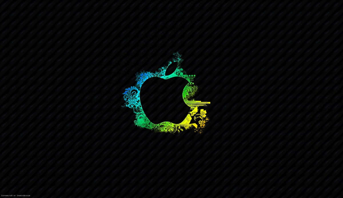 深色碳纖維背景上的彩色花卉Apple標誌