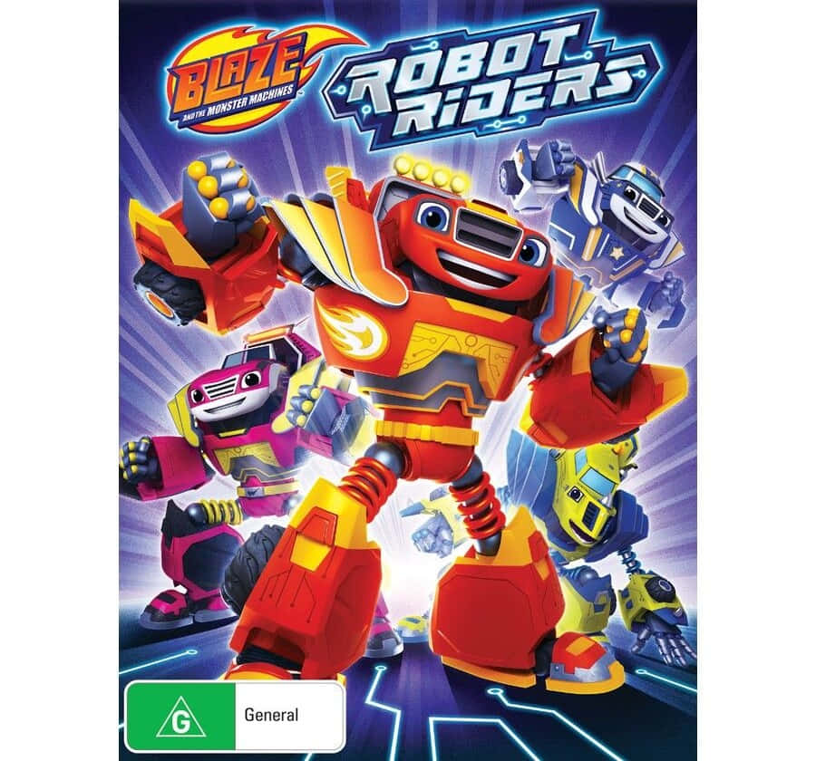 來自《Blaze and the Monster Machines》的四個色彩繽紛的機械人角色準備行動。