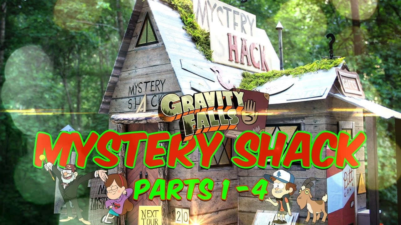 卡通Mystery Shack與森林中的角色