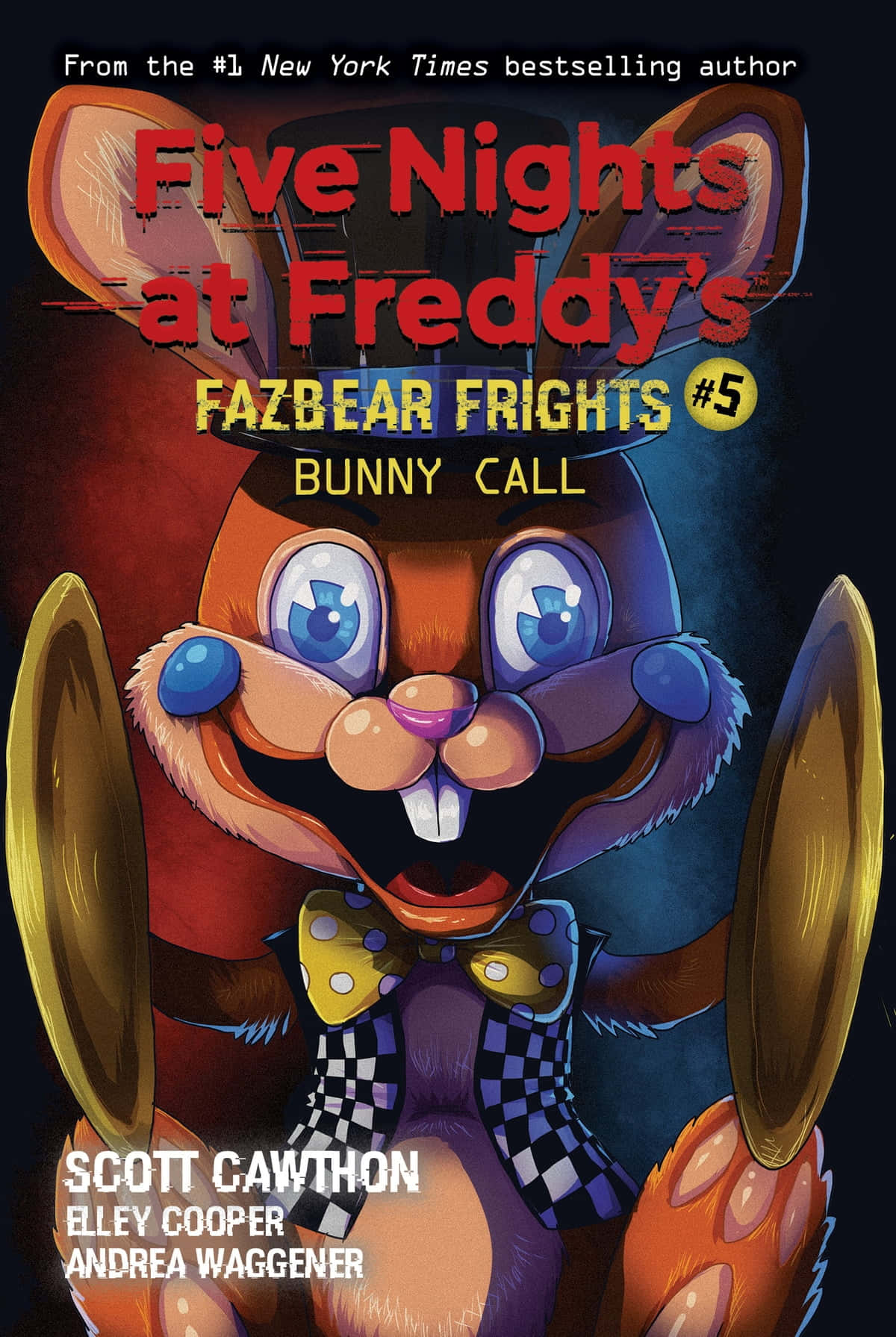 來自《Five Nights at Freddy's》書籍封面的Fazbear兔子角色，擁有大眼睛和格子領結。