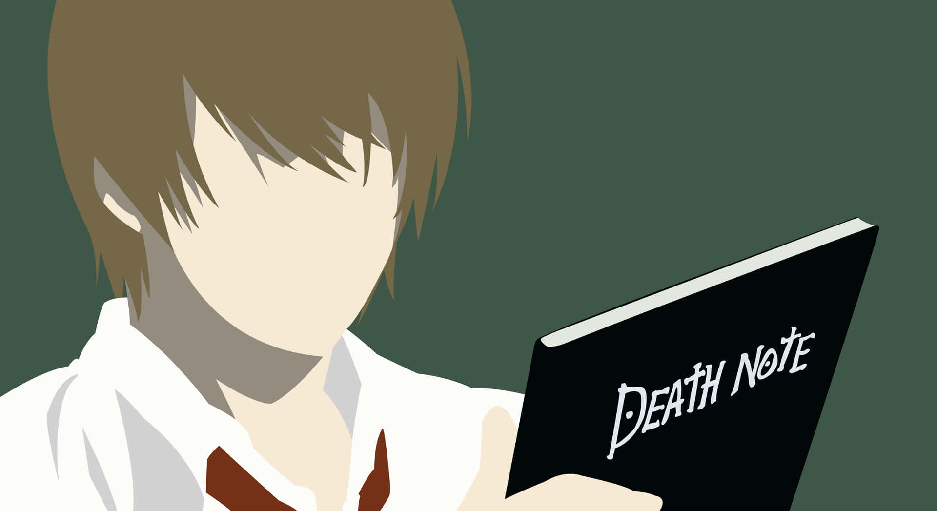 動畫角色以極簡風格手持Death Note書本。