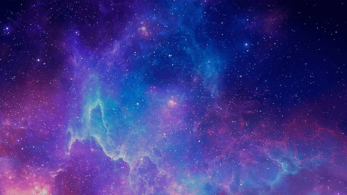 色彩繽紛的宇宙星雲，在深空中帶有發光的雲層和散落的星星。