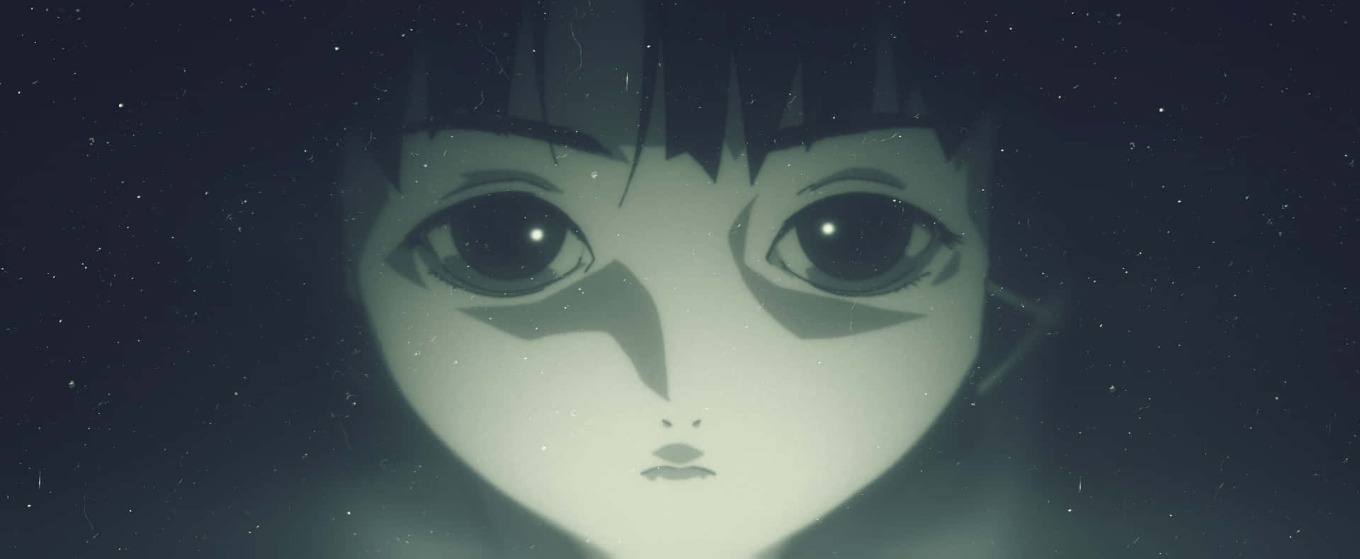 動漫女孩在星空下閃爍著發光的眼睛。