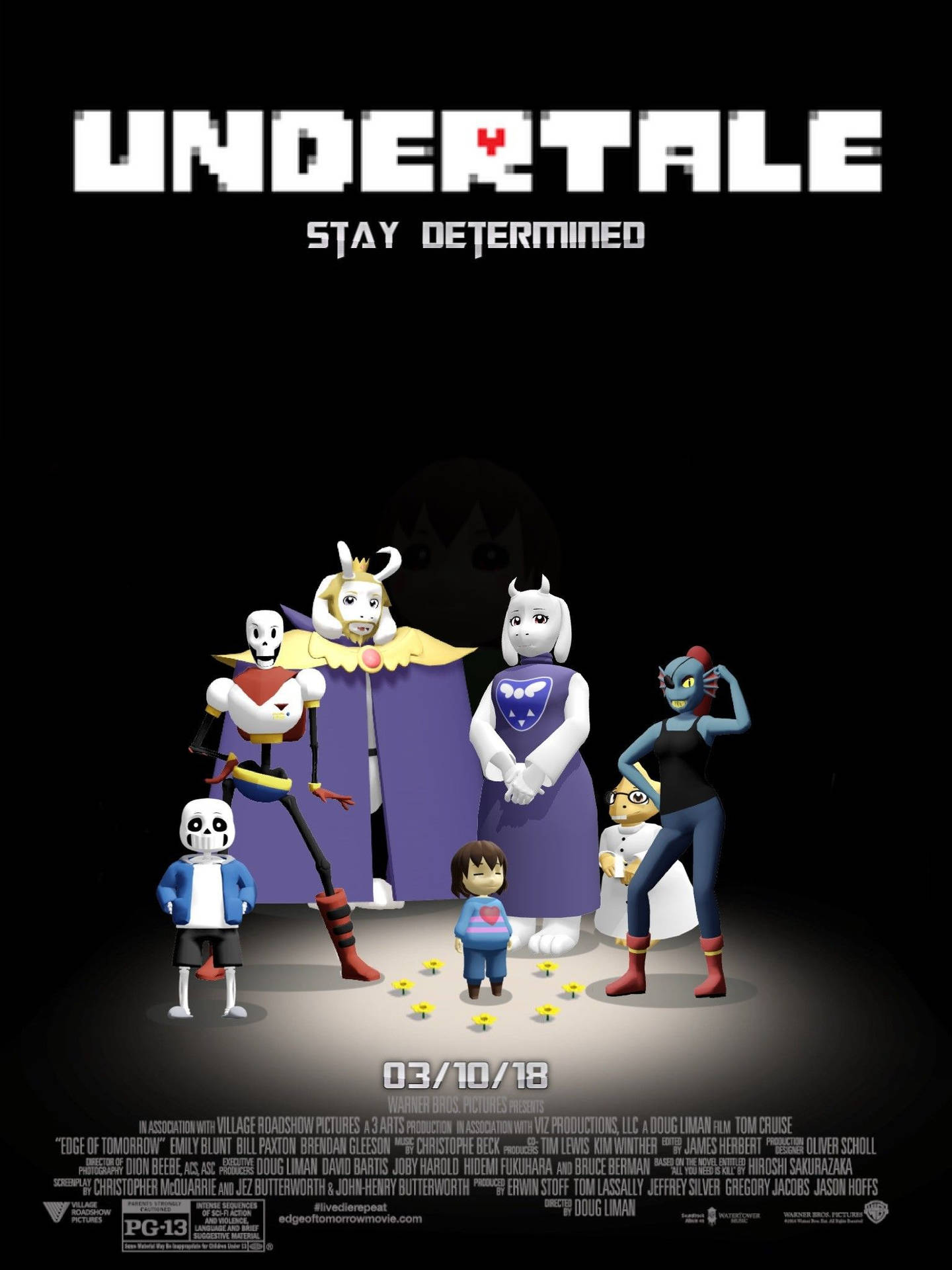 Undertale 遊戲海報，主要角色在聚光燈下。