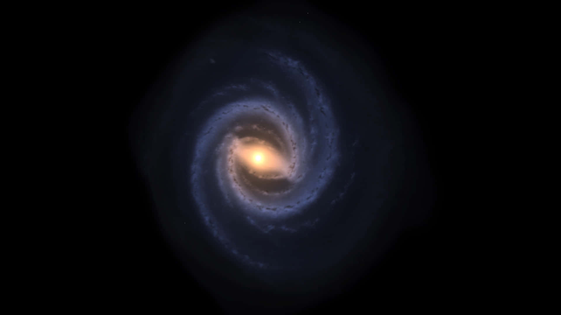 螺旋星系，明亮核心和藍色旋臂，深邃太空