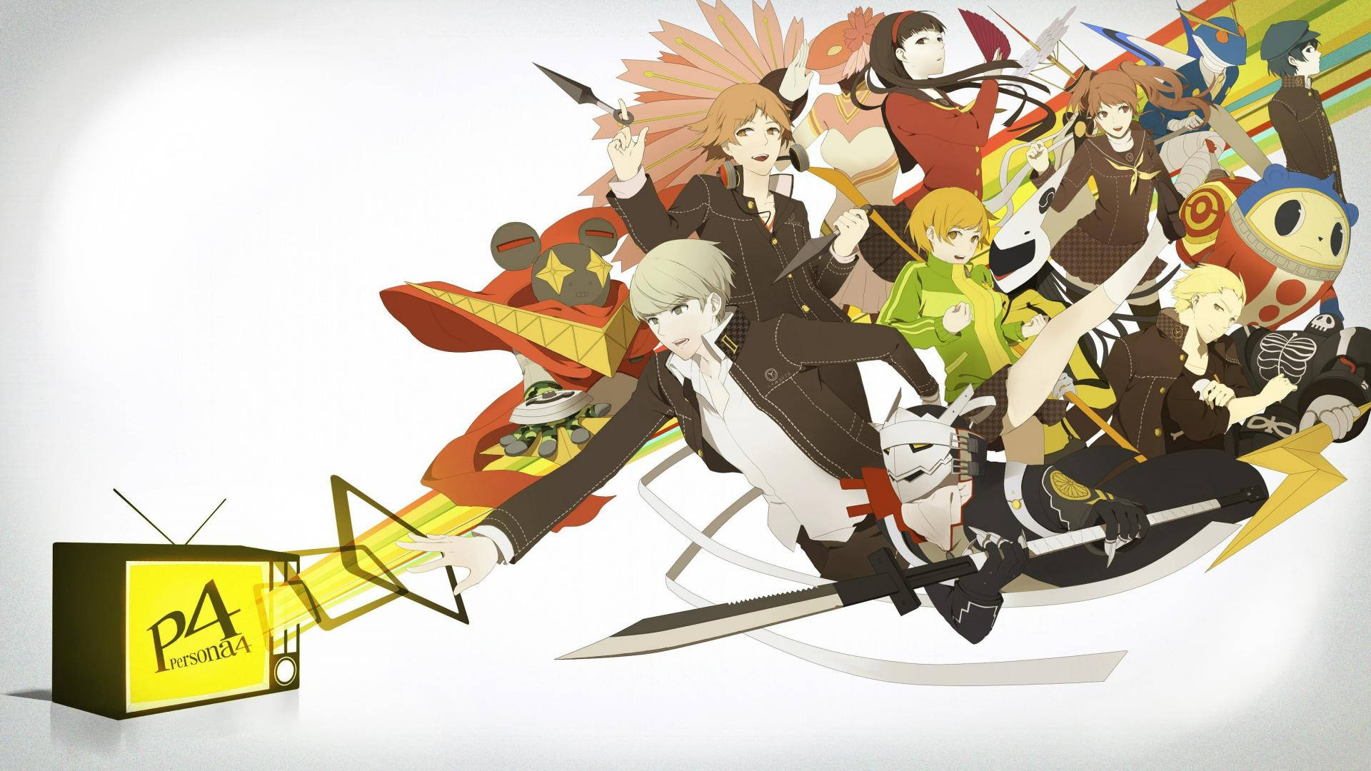 動漫角色從標有 Persona 4 的復古電視機中迸發出來。