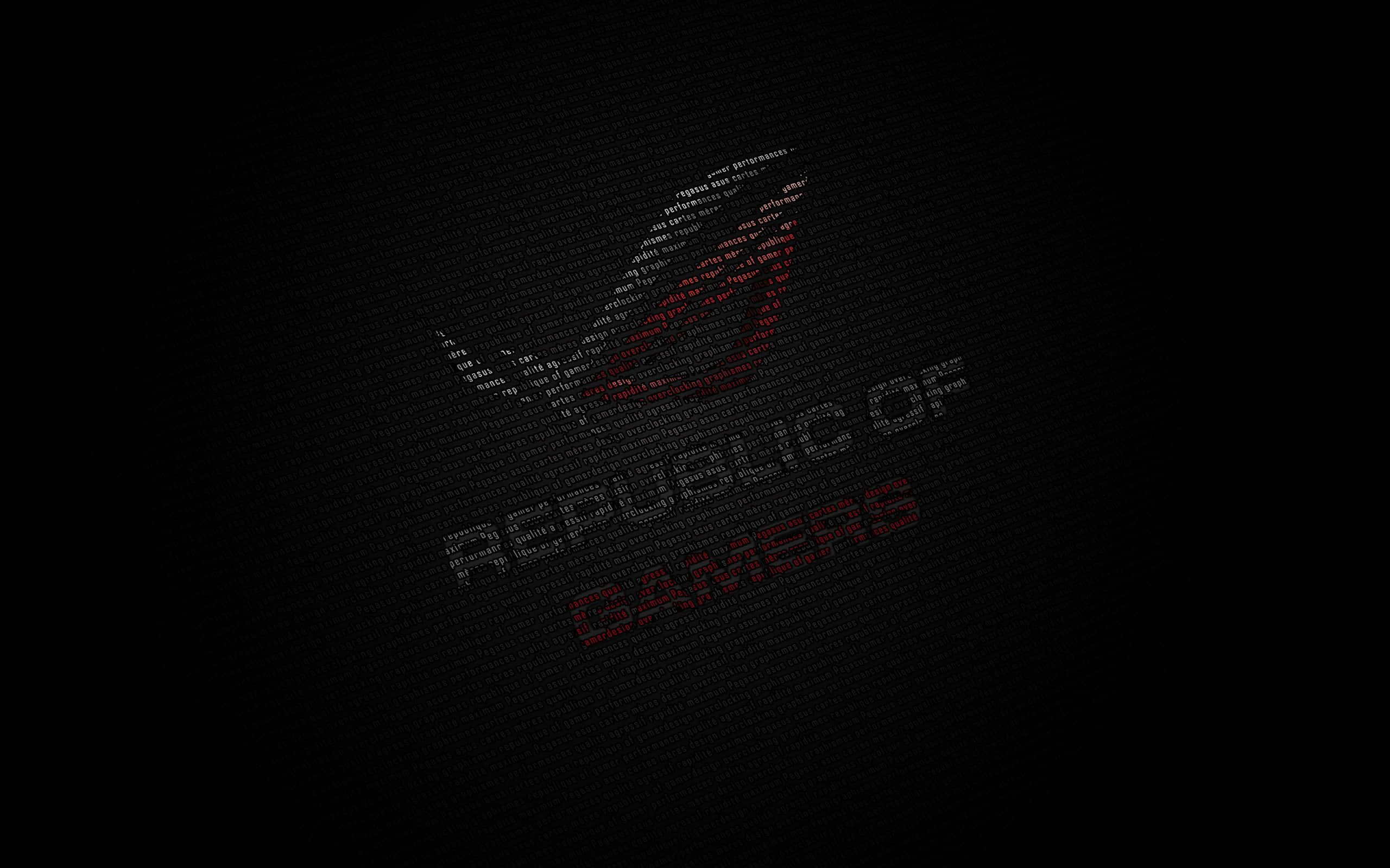 與ASUS ROG體驗無與倫比的遊戲體驗 壁紙 — 一款深色紋理壁紙，帶有Republic of Gamers標誌的紅色和白色發光文字。