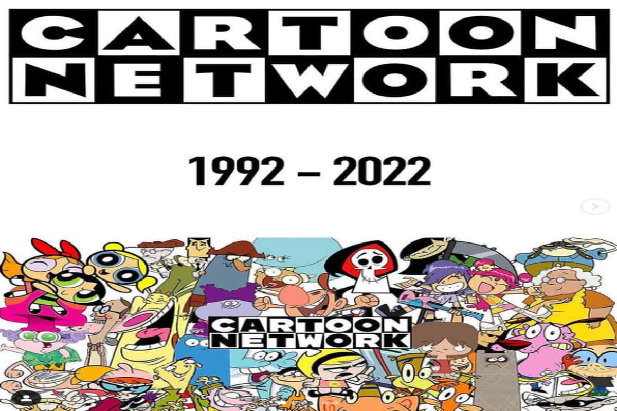 卡通頻道標誌，帶有1992年至2022年的文字，以及一群深受喜愛的動畫角色。