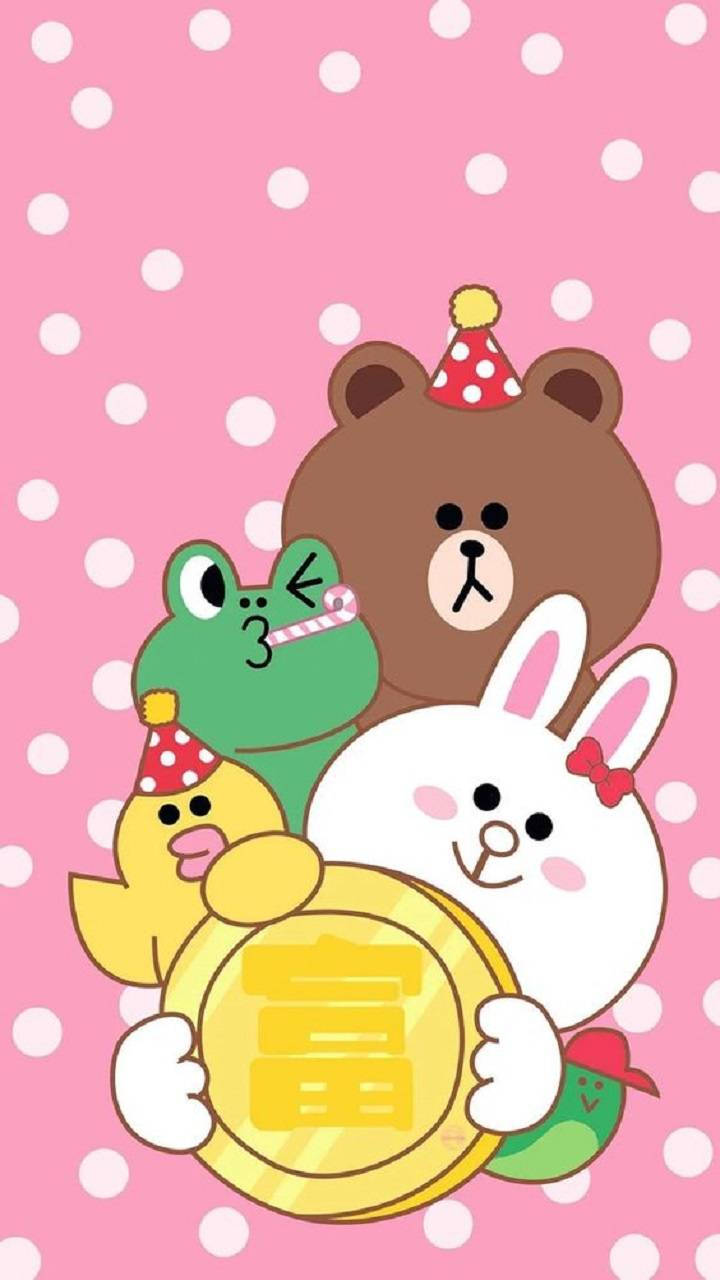 四個卡通動物手持帶有中文字元的金幣。