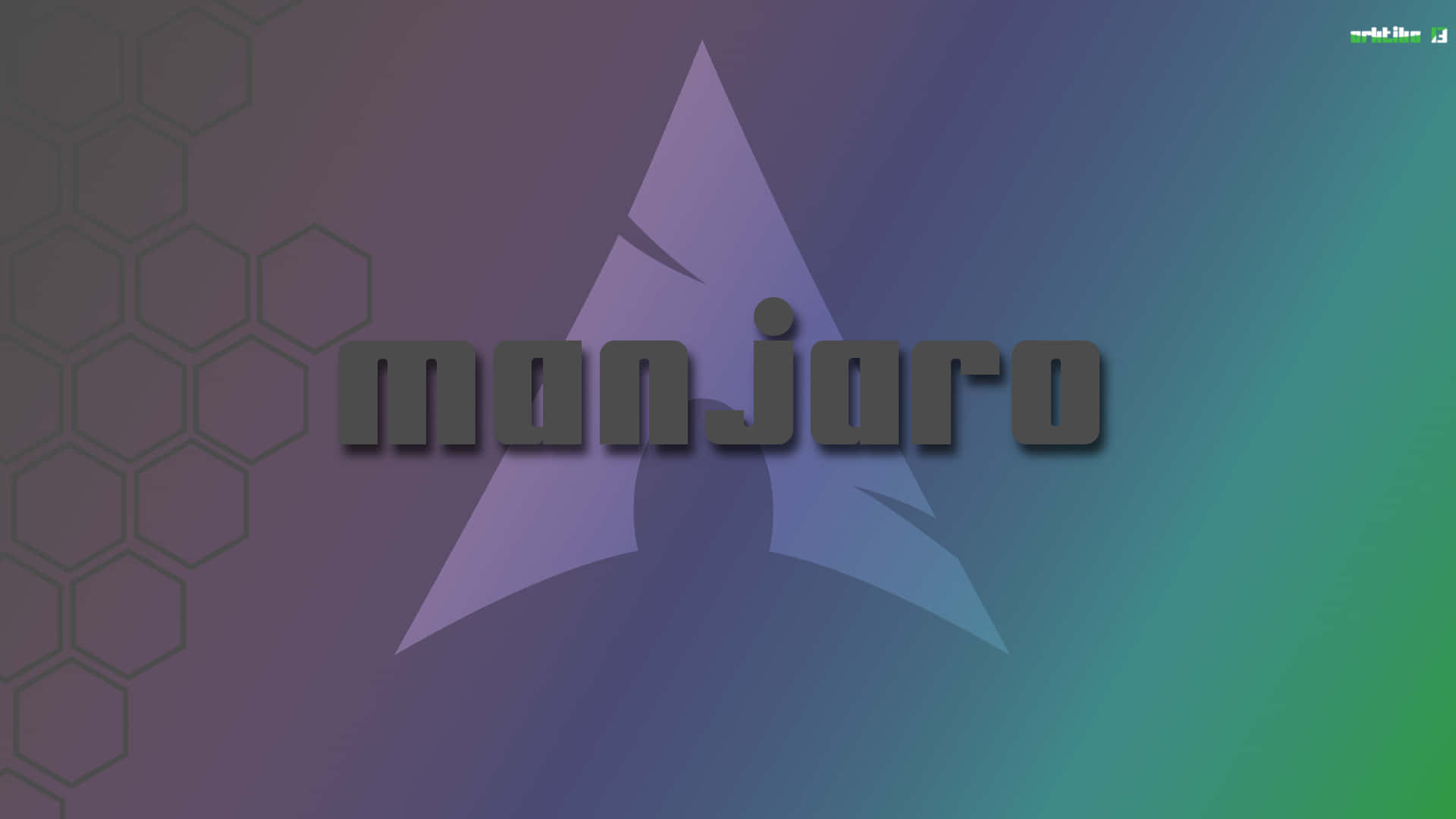 Manjaro 標誌，帶有星星和六邊形圖案，漸變背景