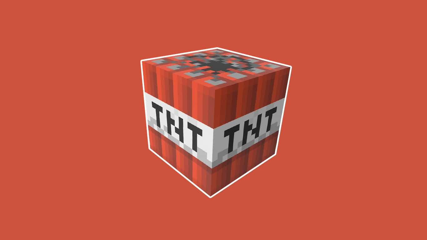 一個來自Minecraft的像素化紅色TNT方塊，放在鏽色背景上。