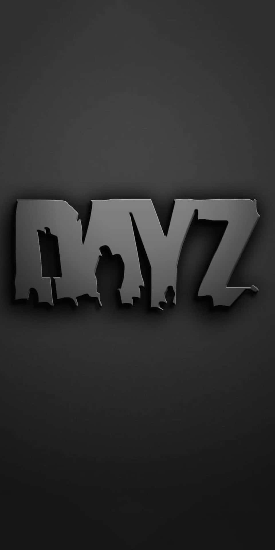 深灰色 3D 文字顯示 DAYZ，字母內有人物剪影。