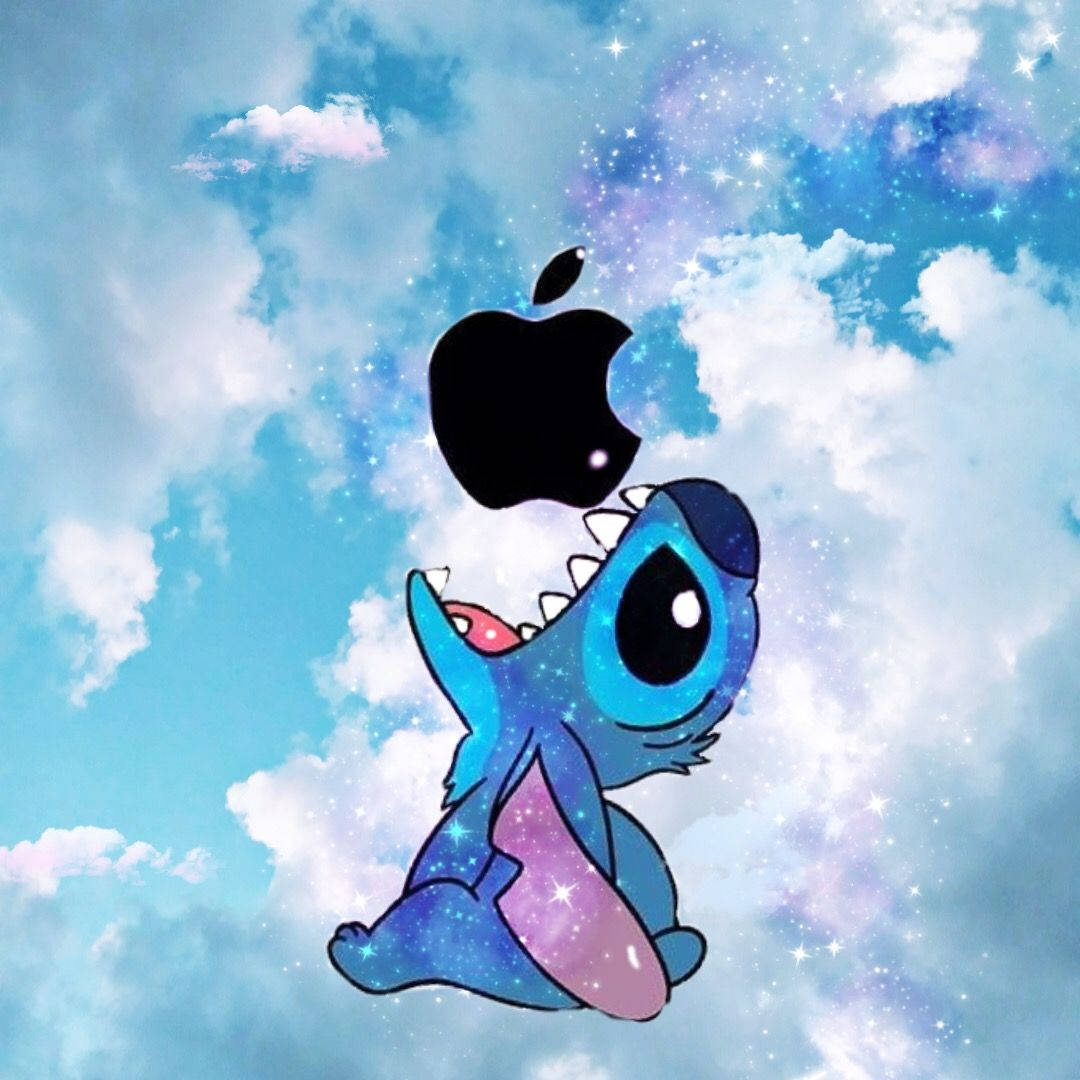 史迪仔在星空拿著Apple標誌