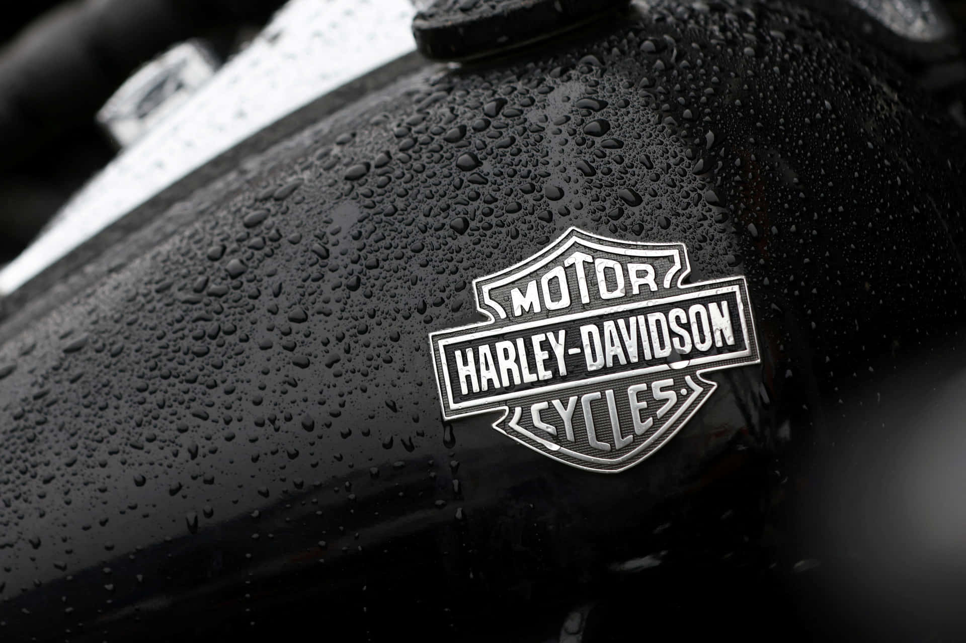 佈滿雨滴的Harley-Davidson電單車油缸