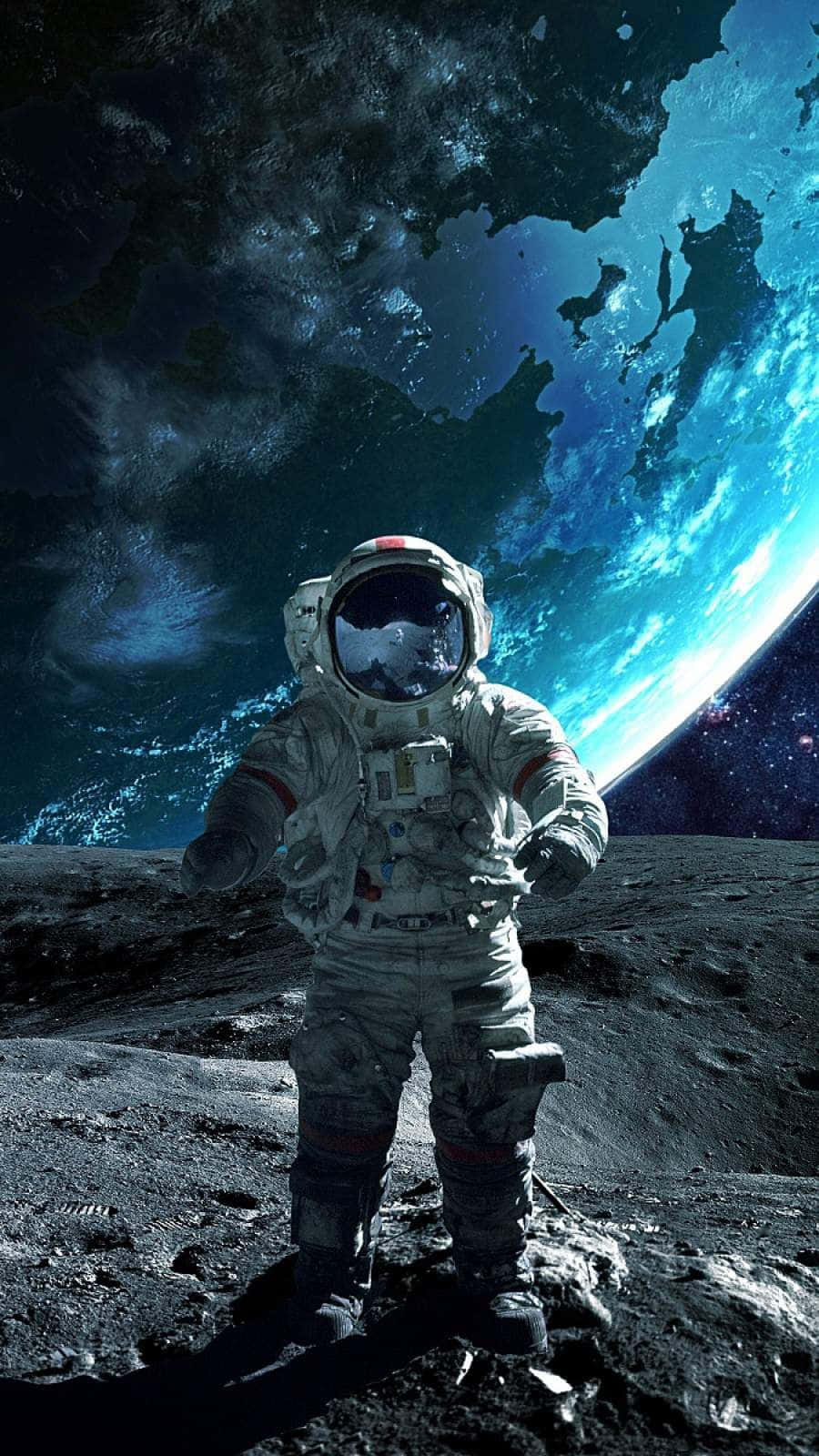 太空人在月球上從太空觀看地球