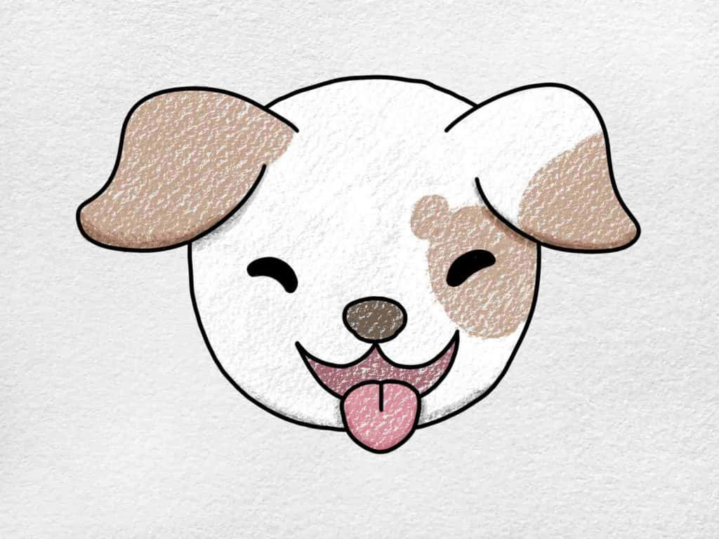 與愛犬一起輕鬆散步 壁紙 — 一隻快樂的卡通狗，有下垂的耳朵和粉紅色的舌頭伸出在紋理紙上。