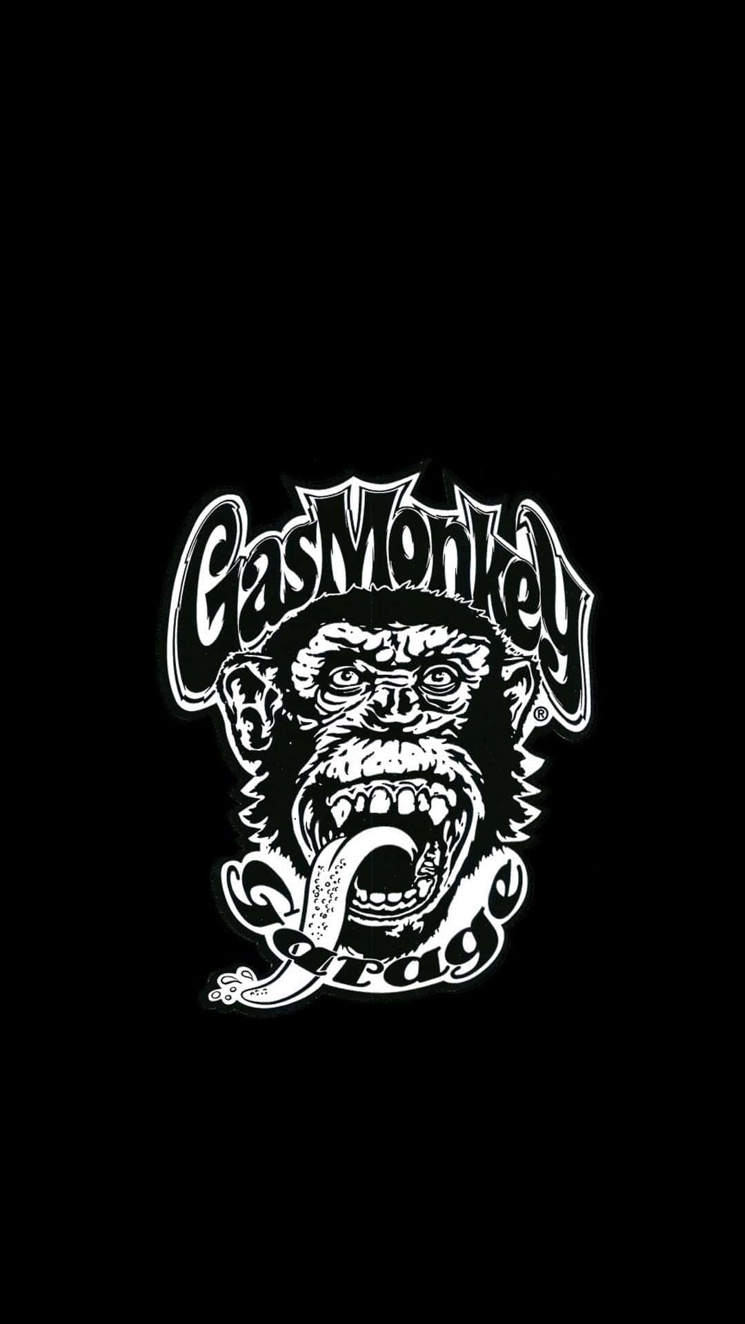 GasMonkey 車庫標誌，特色是咆哮的猴子臉。