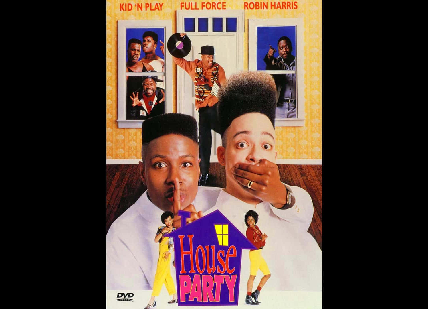 電影《House Party》的海報，角色在色彩繽紛的室內場景中充滿活力地擺姿勢。