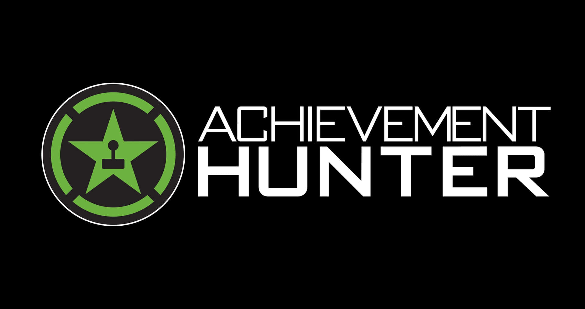 黑色背景上帶有綠色星星的 Achievement Hunter 標誌