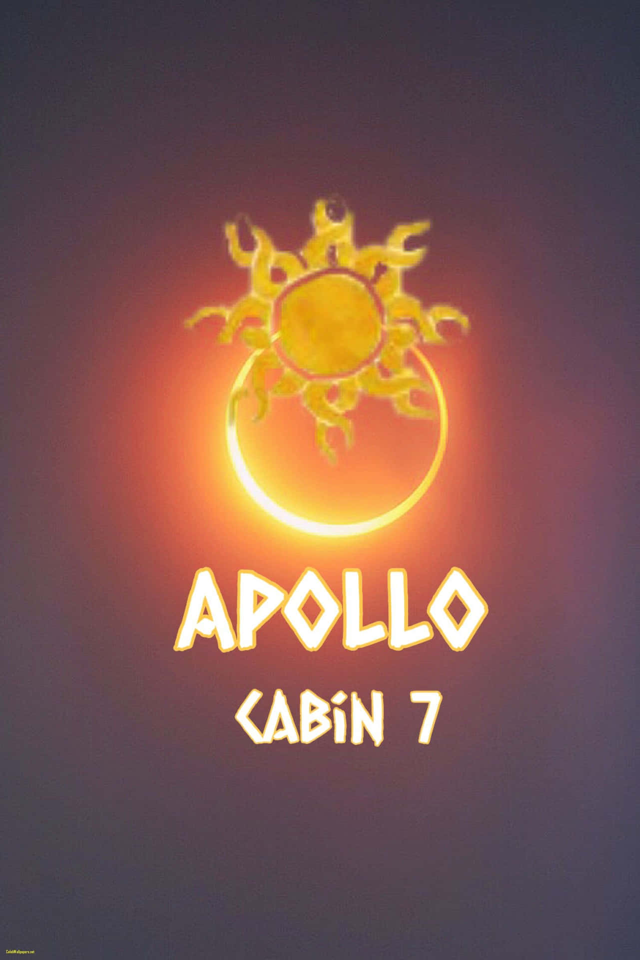 Apollo Cabin 7 在紫色漸變背景上的發光太陽標誌。