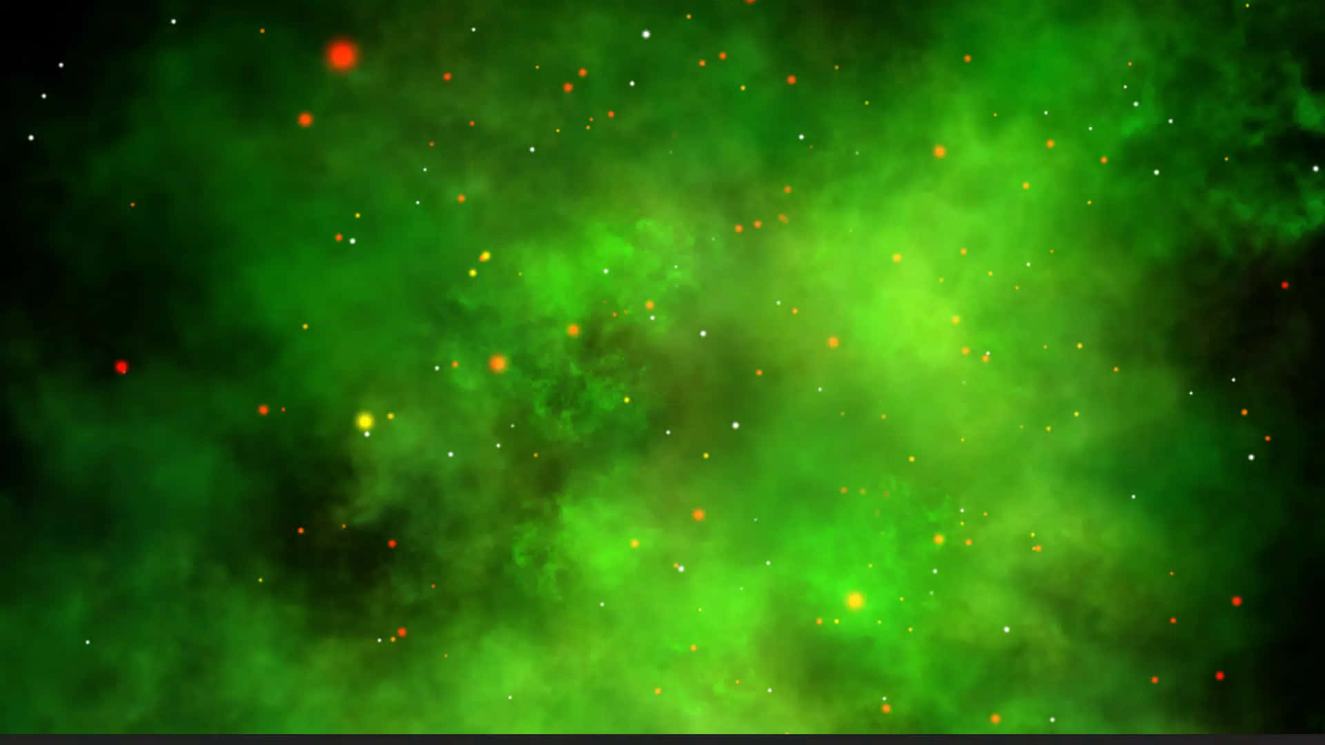 深空中散佈著星星的綠色星雲
