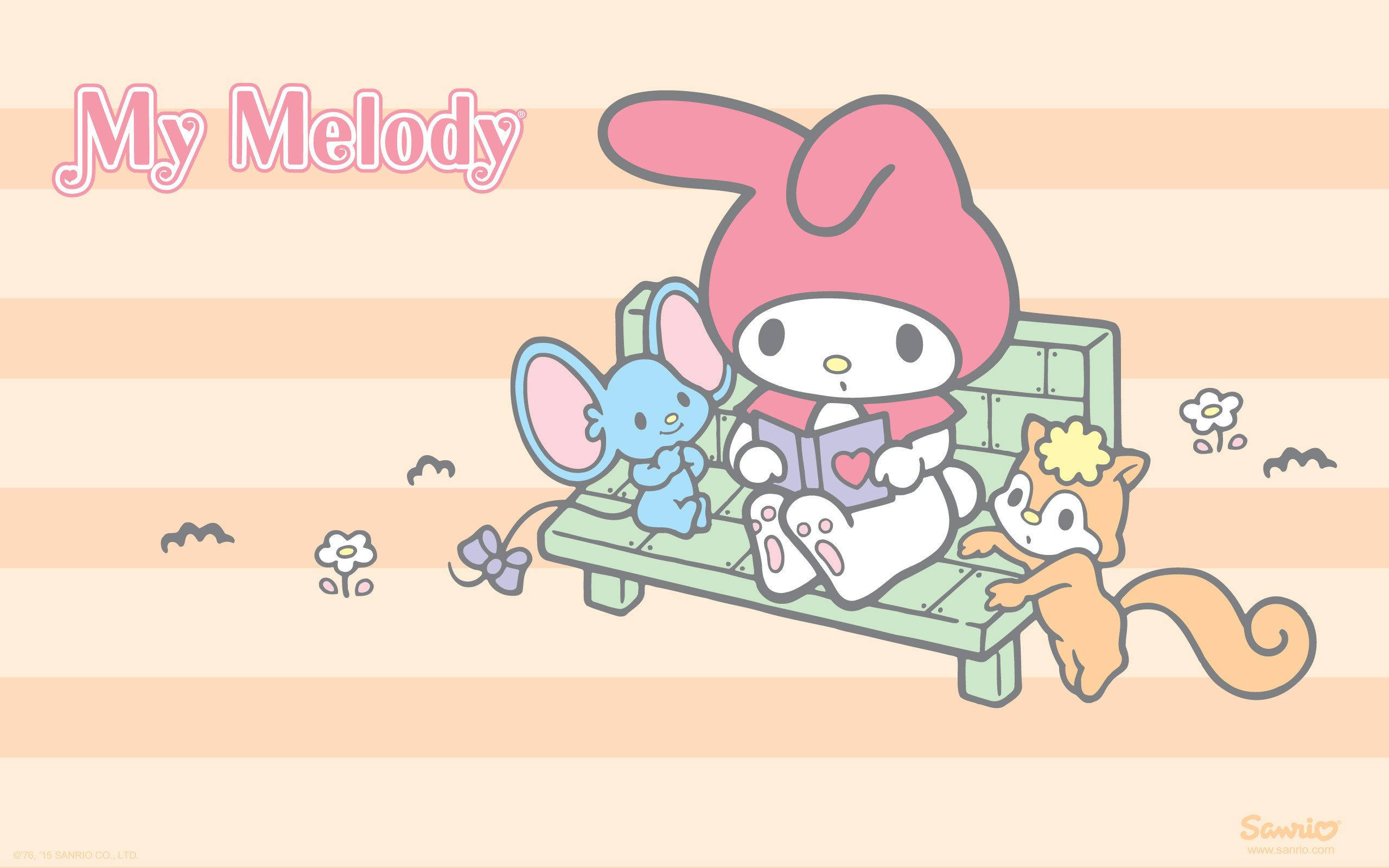 與 My Melody、Cinnamoroll、Keroppi、Badtz-Maru 和 Hangyodon 一同歡樂嬉戲 壁紙