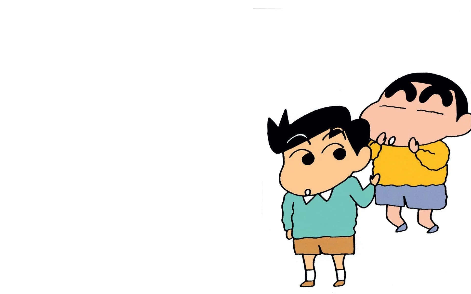 兩個動漫風格的男孩穿著休閒服裝在白色背景上站在一起。