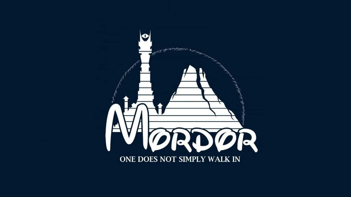 魔多標誌，帶有塔樓和山脈剪影以及引文 one does not simply walk in
