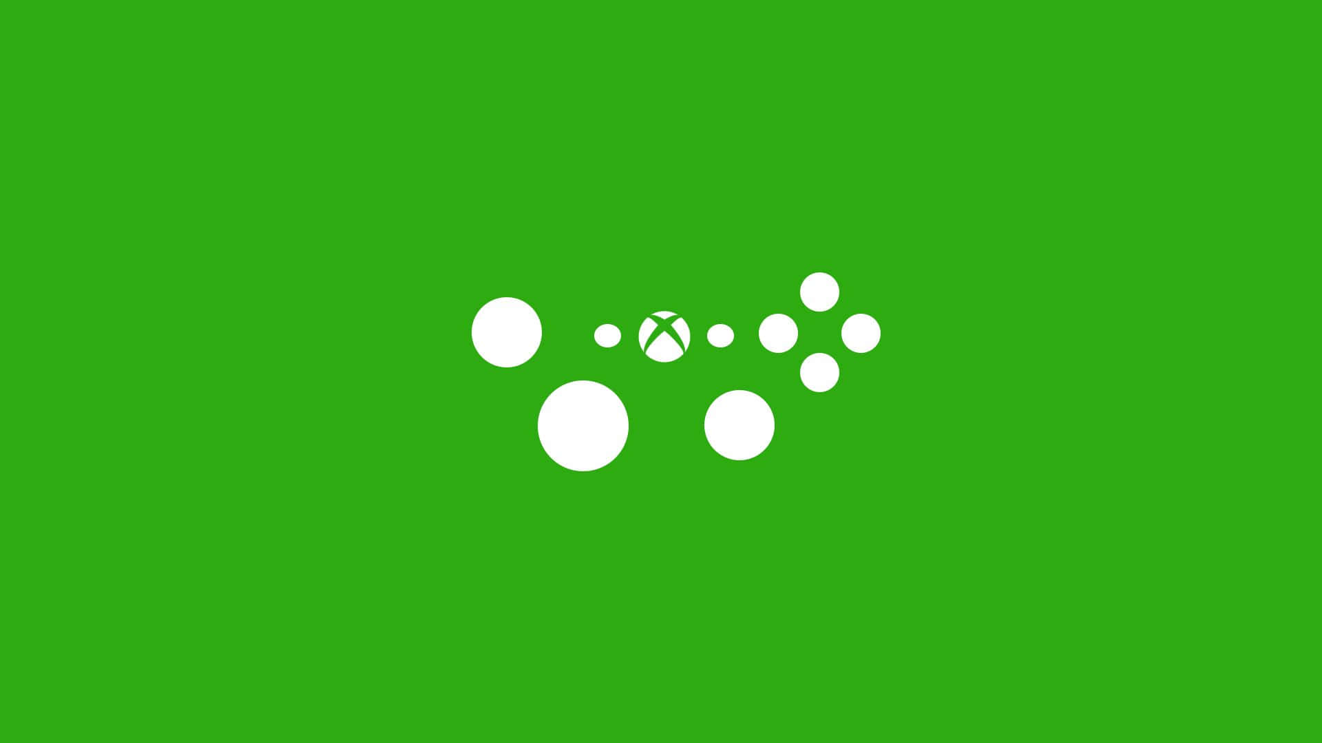 與酷炫Xbox一起開始遊戲 壁紙 — 白色Xbox控制器圖標，帶有發光球體，背景為充滿活力的綠色。