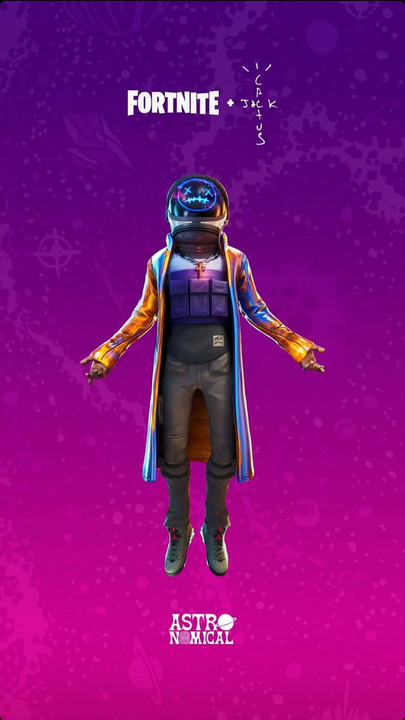 穿著太空裝備的 Fortnite 角色漂浮在宇宙紫色背景上