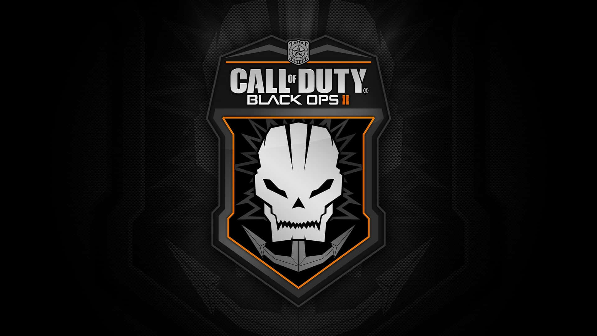Call of Duty Black Ops II 遊戲標誌，帶有骷髏標誌，置於深色背景上