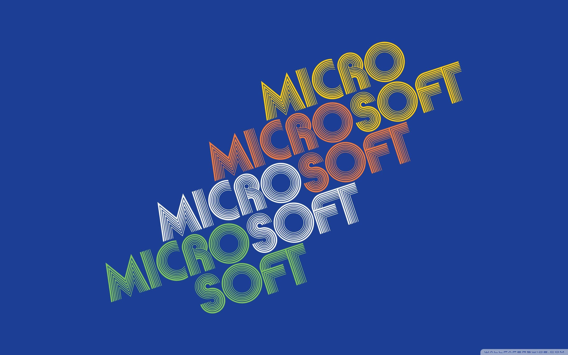 藍色背景上彩色 Microsoft 標誌的對角線排列