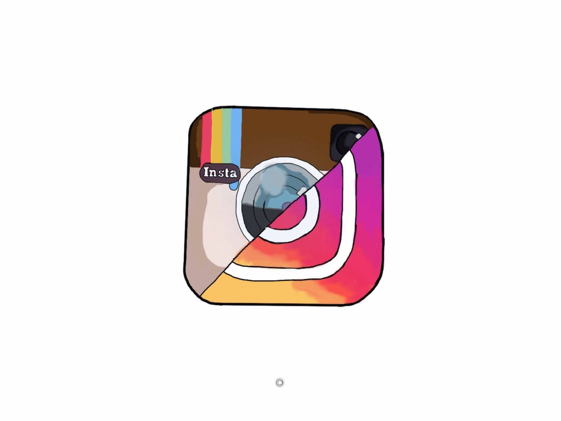 帶有彩虹條紋和相機鏡頭的Instagram應用程式標誌