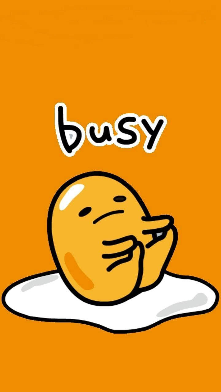 一個卡通雞蛋角色看起來很疲倦，坐在白色池中，上方有busy一詞。