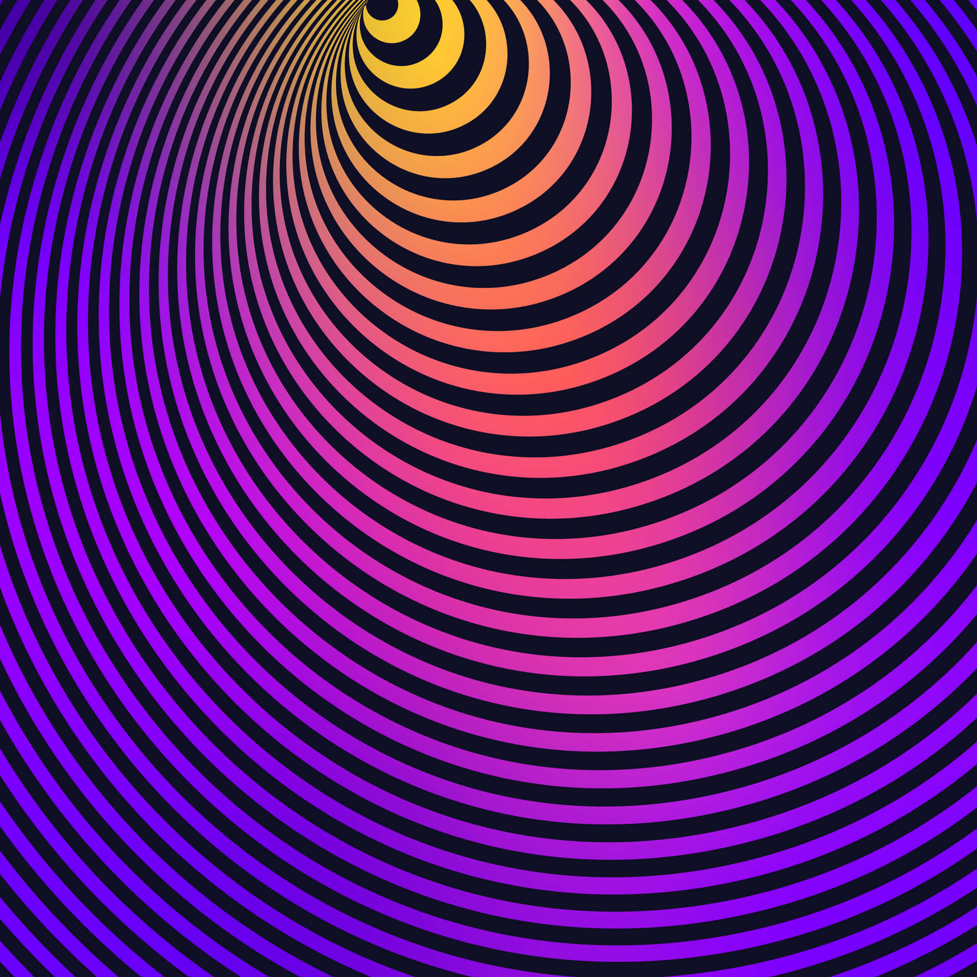 充滿活力的催眠螺旋，帶有漸變色彩，創造視覺錯覺。