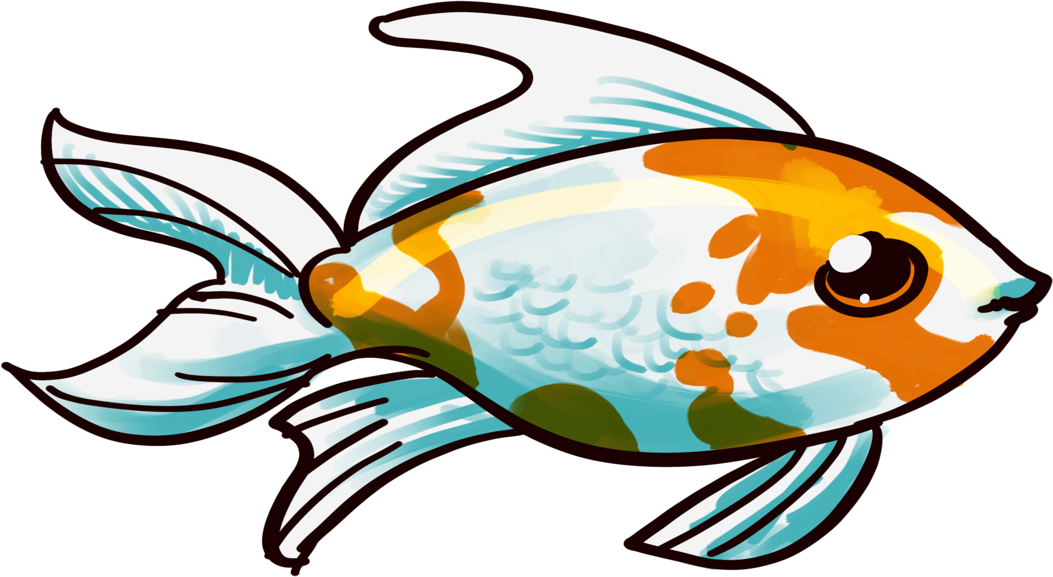 色彩繽紛卡通金魚插畫 壁紙