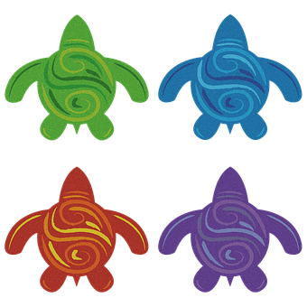 色彩繽紛抽象海龜插畫 壁紙